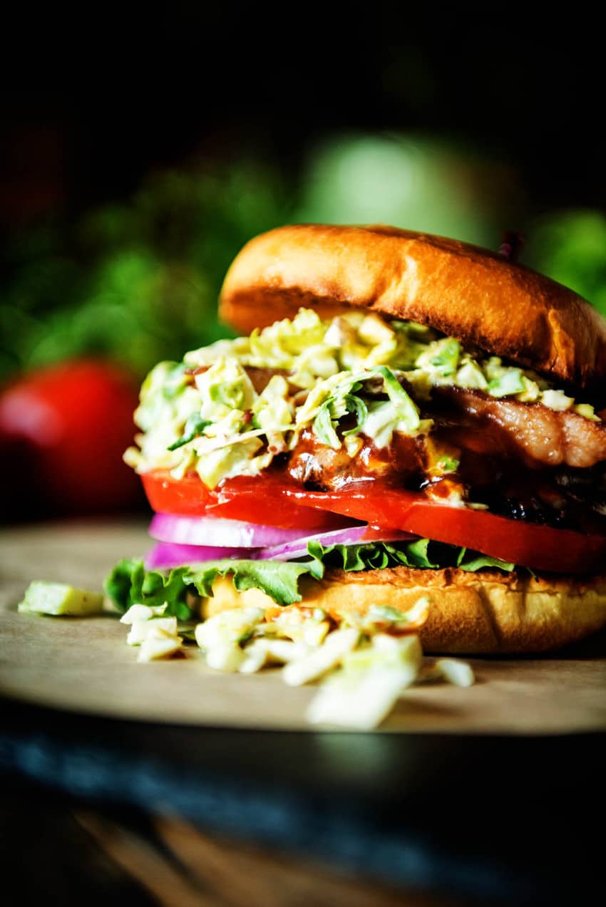 Bison Burger with Maple Brussels Sprouts Slaw {Girl Carnivore}