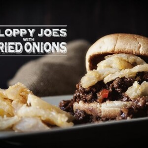 Sloppy joes with onions.