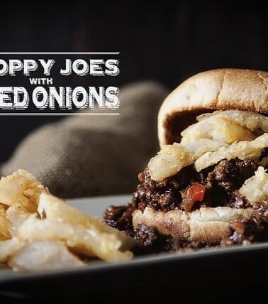 Sloppy joes with onions.