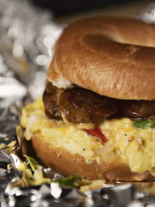 Sausage Egg and Cheese Breakfast Bagel Sandwich Story
