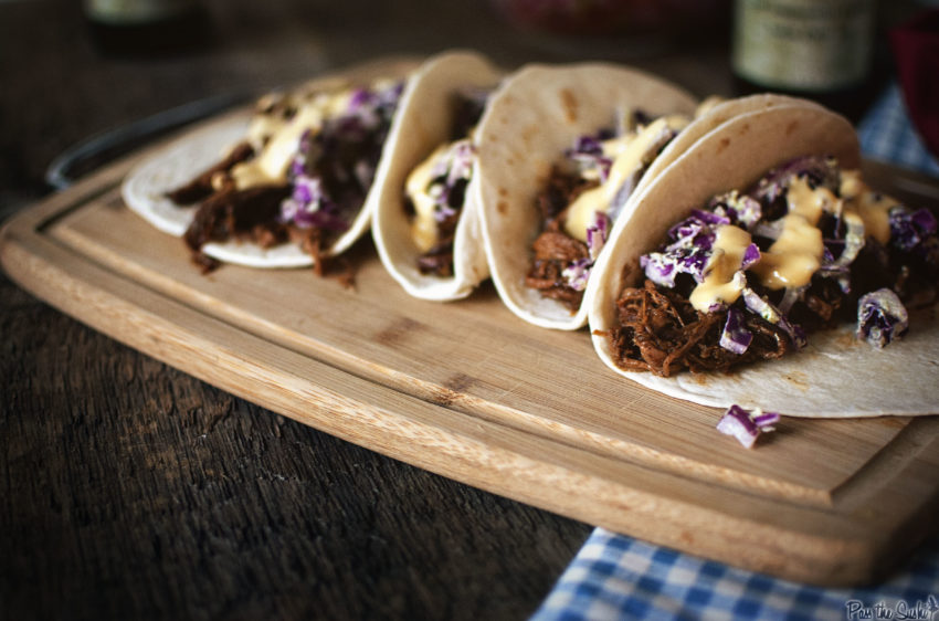 That cheese sauce, oh my. These tacos aren't going to last long if they keep looking at me like that!