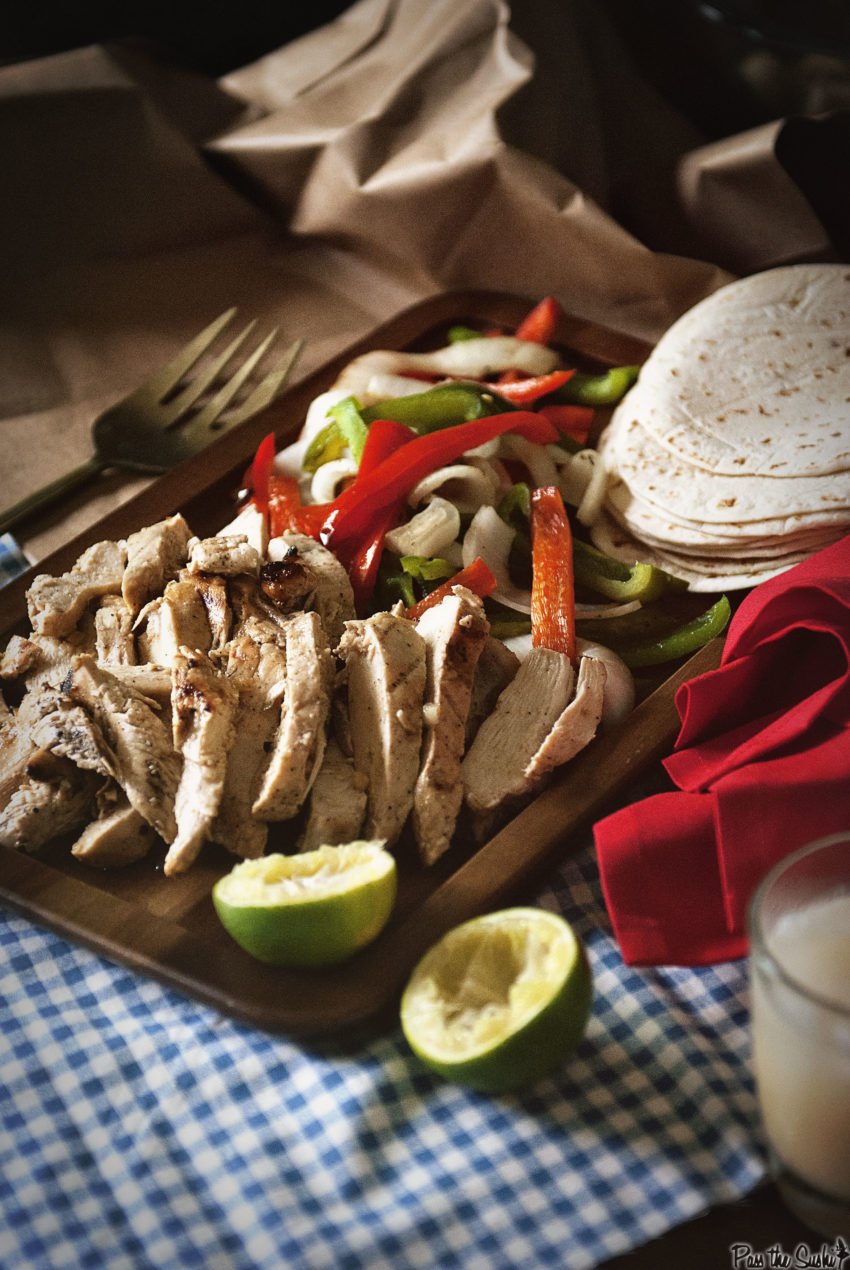 Charcoal Grilled Chicken, sautéed onions and peppers, some lime, and we are ready for magic!