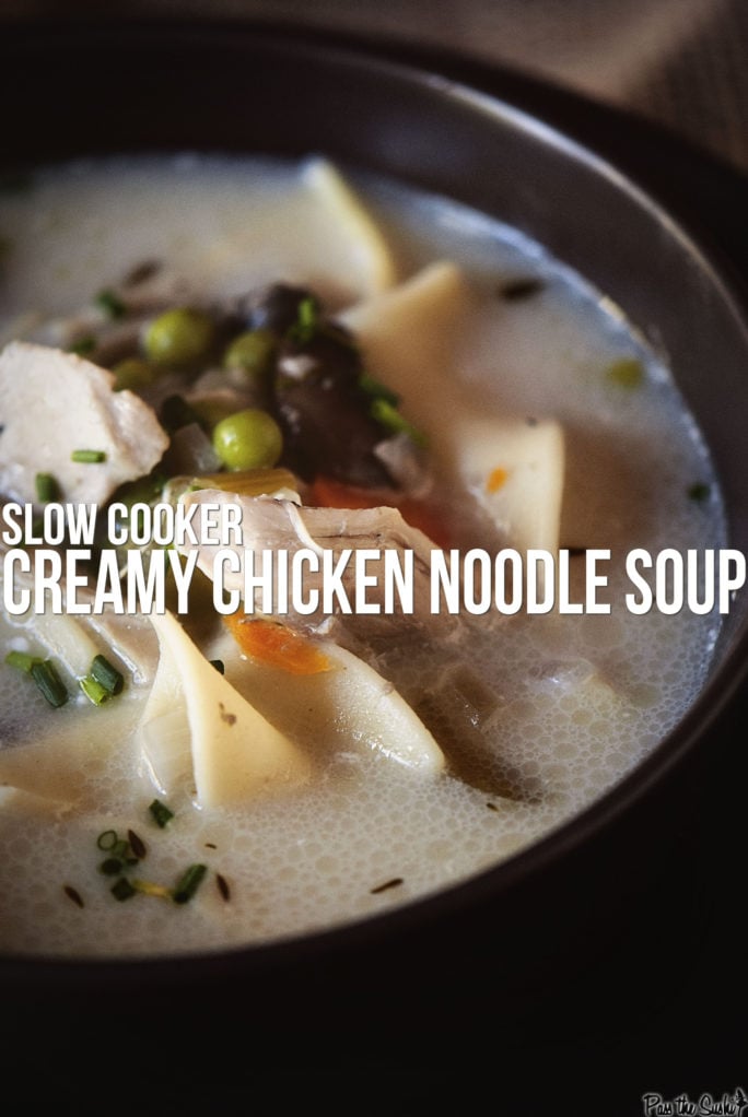 Slow Cooker Creamy Chicken Noodle Soup | Kita Roberts GirlCarnivore.com