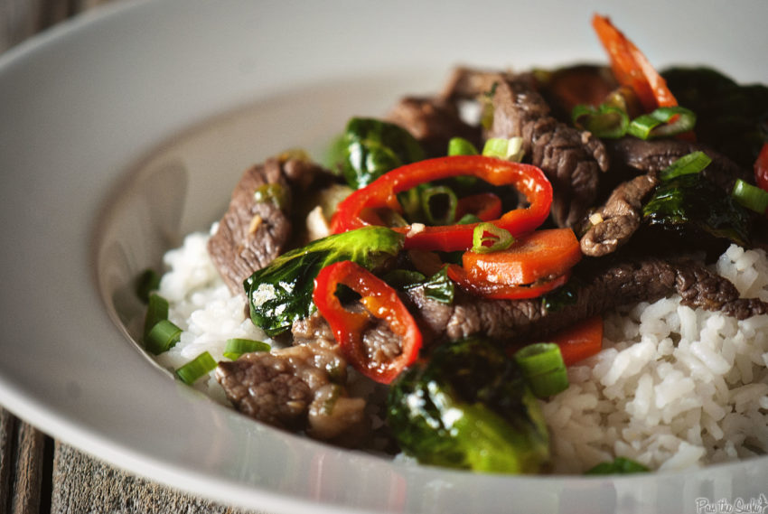 Steak and Brussels Sprouts Stir Fry | Kita Roberts GirlCarnivore.com