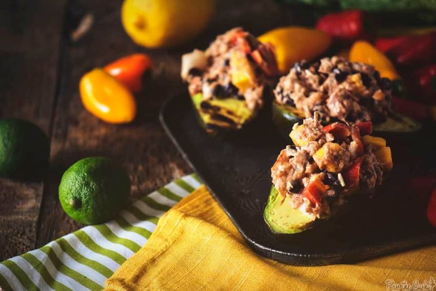 Mexican Tuna Salad Stuffed Avocados - girl carnivore