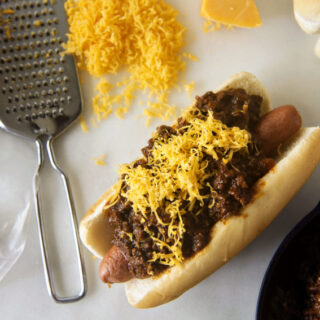 Chili Cheese Dog with Spicy Southwest Hot Dog Chili | Kita Roberts GirlCarnivore.com