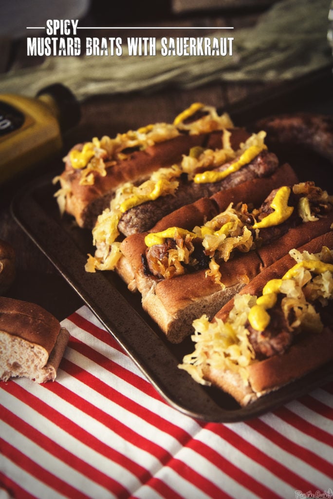 Spicy Mustard Brats with Sauerkraut | Kita Roberts GirlCarnivore.com