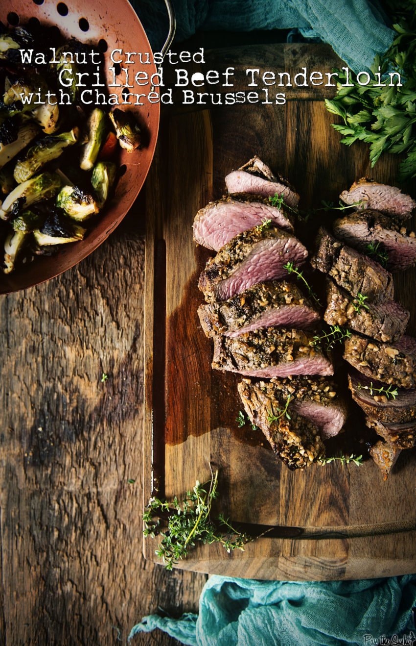 Walnut Crusted Grilled Beef Tenderloins with Charred Brussels | Kita Roberts GirlCarnivore