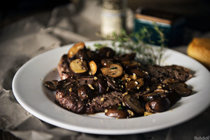 Grilled T-Bone Steaks with Thyme Mushrooms| Kita Roberts GirlCarnivore.com
