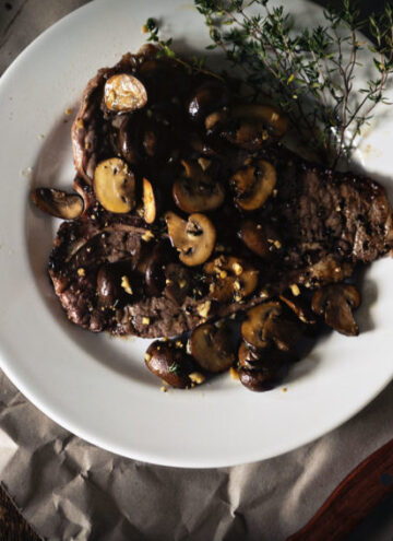 Grilled T-Bone Steaks with Thyme Mushrooms| Kita Roberts GirlCarnivore.com