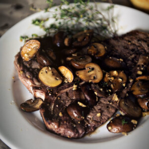 Grilled T-Bone Steaks with Thyme Mushrooms| Kita Roberts GirlCarnivore.com