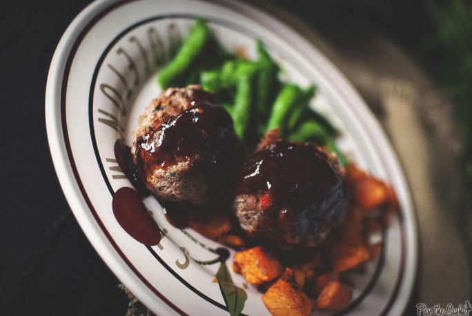 Mini Meatloaves with french beans and sweet potato. Does it get any more traditional than this?