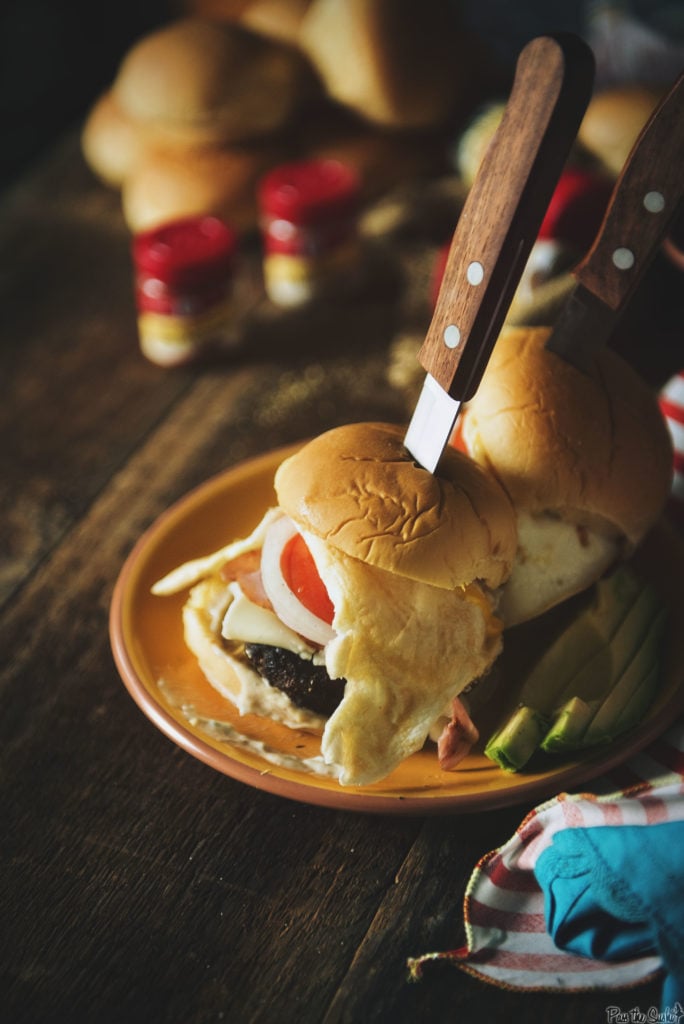 A pair of these over-the-top X-Tudo Brazilian Everything Burgers really crowd a plate. Grab some napkins, and dig in!