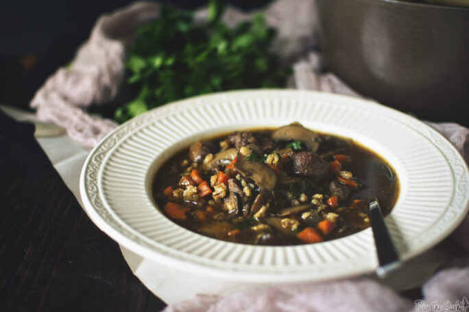 There is something about Beef and Barley that blend perfectly into a soup that is nearly a stew. Just look at those mushrooms and carrots!