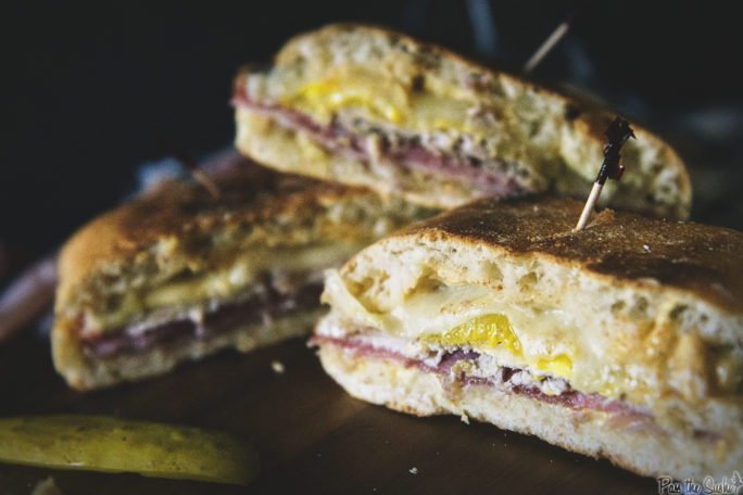 Grilled Cuban Sandwich on ciabatta. Just look at that mustard!