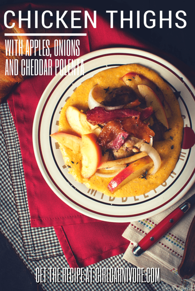 Chicken Thighs with Apples & Onions Over Cheddar Polenta | Kita Roberts GirlCarnivore.com