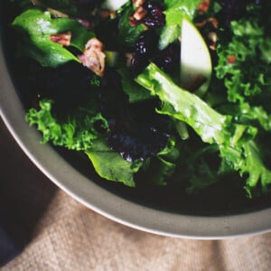 Kale & Apple Salad with Warm Bacon Vinaigrette | Kita Roberts GirlCarnivore.com