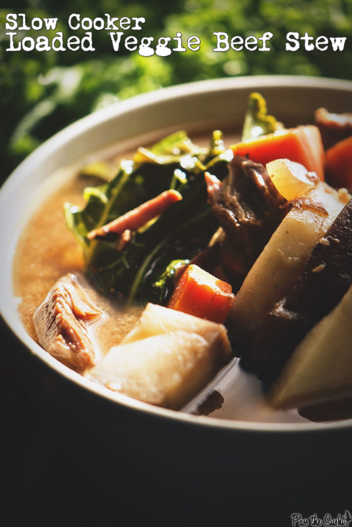 Slow Cooker Loaded Veggie Beef Stew | Kita Roberts GirlCarnivore.com