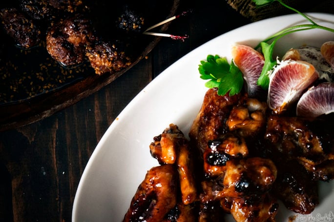 Asian wings and meatballs served side by side for a fake-out take-out night to remember!