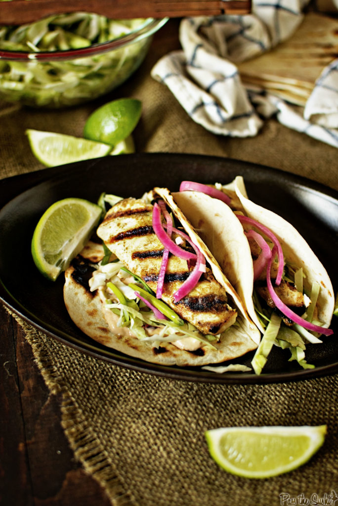 Baja Grilled Fish Tacos , limes, and all the flavor of the peninsula.