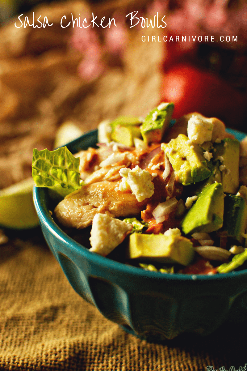 Salsa Chicken Bowls | Kita Roberts | GirlCarnivore.com