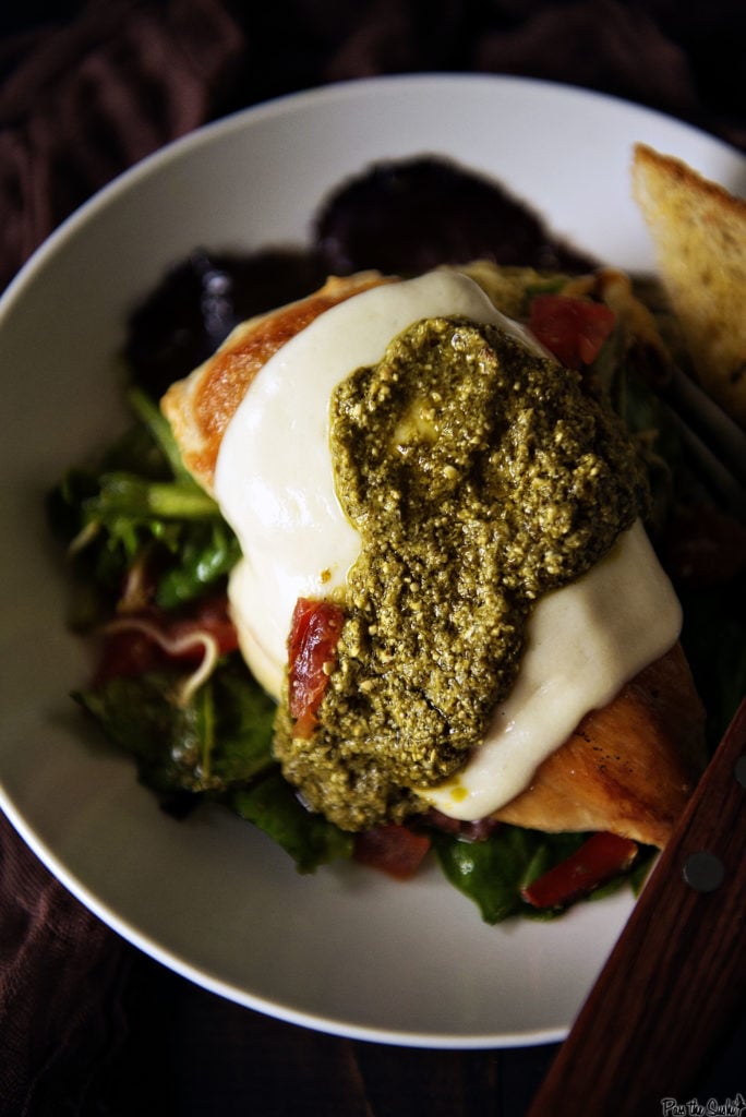 Skillet Mozzarella Chicken with Pesto | Kita Roberts GirlCarnivore.com