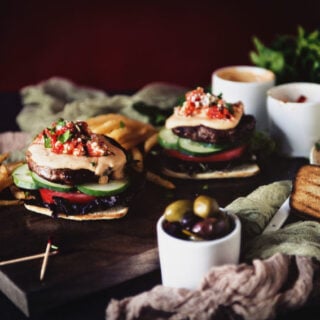 Roasted Red Pepper Hummus Lamb Burger | Kita Roberts GirlCarnivore.com