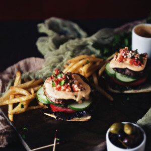 Roasted Red Pepper Hummus Lamb Burger | Kita Roberts GirlCarnivore.com