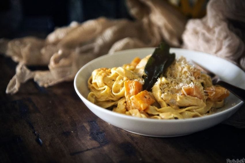 Creamy Pumpkin Alfredo with Roasted Butternut Squash and Turkey | Kita Roberts GirlCarnivore.com