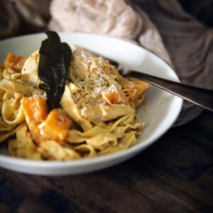 Creamy Pumpkin Alfredo with Roasted Butternut Squash and Turkey | Kita Roberts GirlCarnivore.com