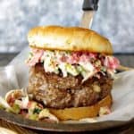 21 Tomato Basil Cheese Stuffed Burger with BLT Slaw Dixie Chik Cooks