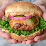 The Heritage Cook Outrageous Chorizo Poblano Cheeseburgers for Burger Month (Gluten-Free)