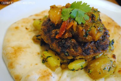 Culinary Adventures with Camilla Kheema aloo burgers with fresh mango
