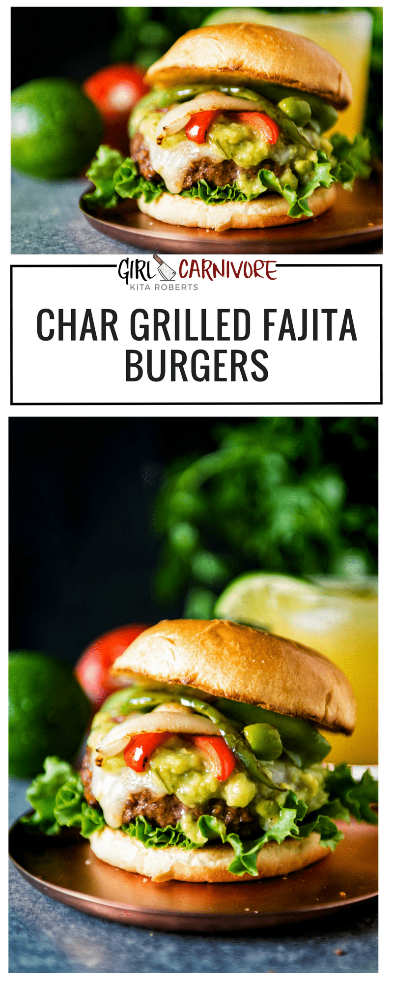 ho doesn't love a sizzling platter of fresh fajita fixins?! Cuz I know one girl who will never turn a platter of that goodness down. Char Grilled Fajita Burger Recipe puts it all that flavor between two buns. 