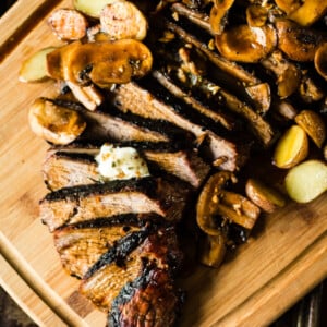 Grilled Tri-Tip Steak with Mushrooms and Herb Compound Butter | Kita Roberts GirlCarnivore.com