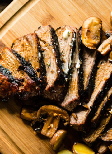 Grilled Tri-Tip Steak with Mushrooms and Herb Compound Butter | Kita Roberts GirlCarnivore.com