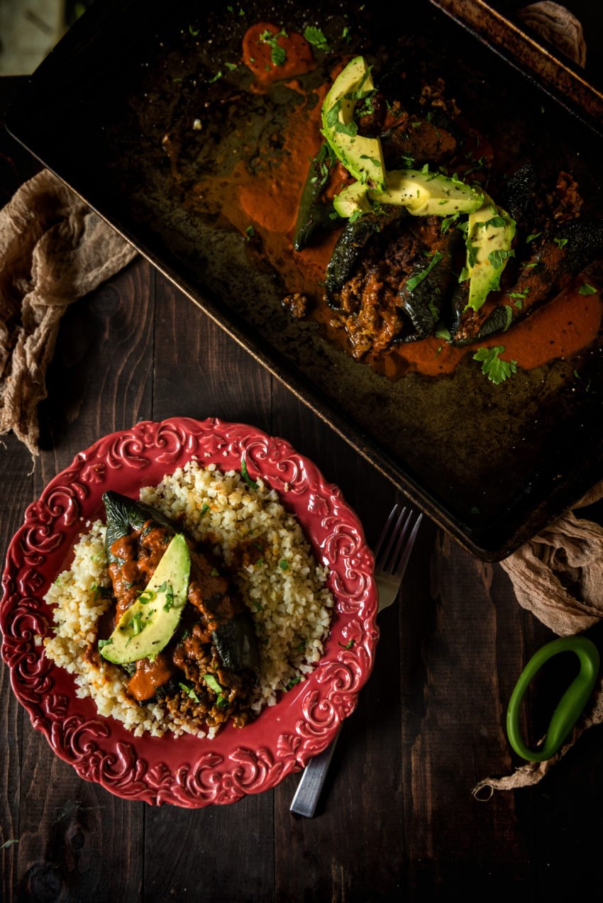 Enchilada Stuffed Smoked Poblanos | Kita Roberts GirlCarnivore.com