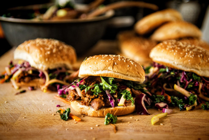 Slow Cooker Hoisin Sliders with Sriracha Kale Slaw | Kita Roberts GirlCarnivore.com