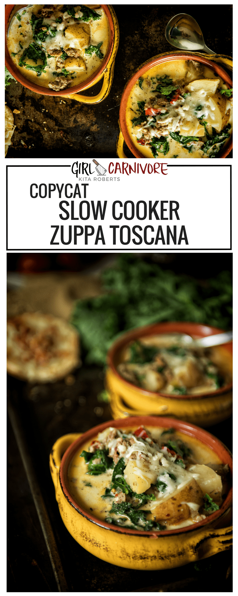 Copycat Slow Cooker Zuppa Toscana | Quick and easy family meal at GirlCarnivore.com