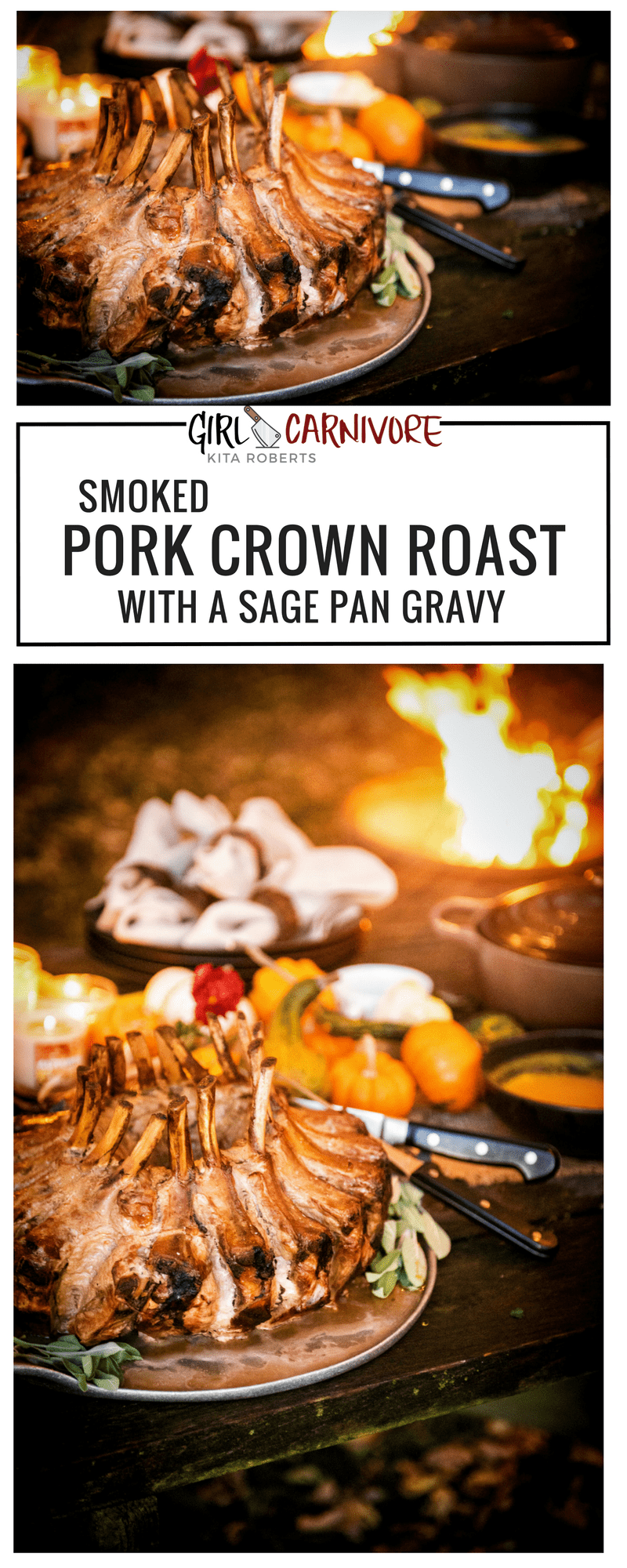 Smoked Pork Crown Roast with a Sage Pan Gravy | This is the perfect holiday feast! 