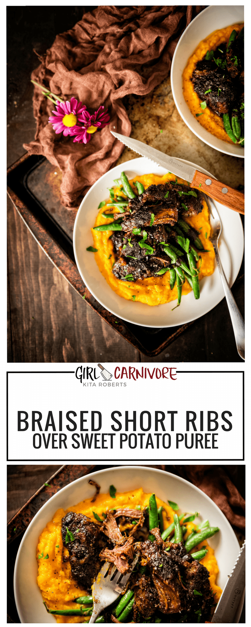 Braised Short Ribs over Sweet Potato Puree