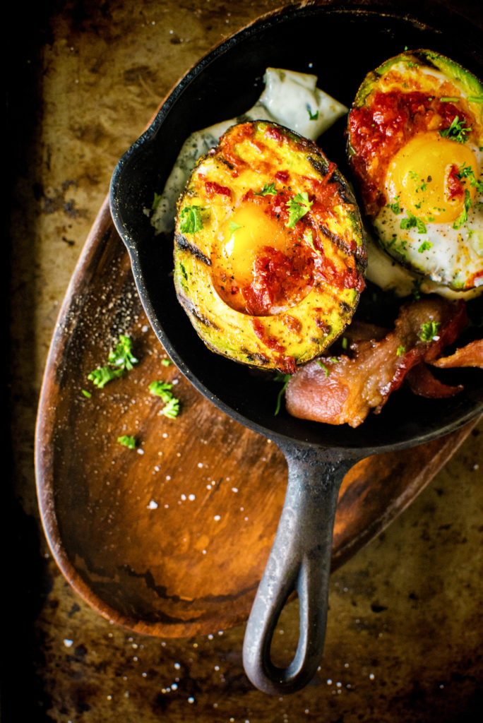 Whole 30 Grilled Harissa Avocado Baked Eggs | Kita Roberts GirlCarnivore.com