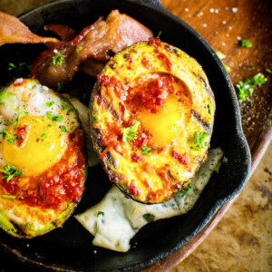 Whole 30 Grilled Harissa Avocado Baked Eggs | Kita Roberts GirlCarnivore.com