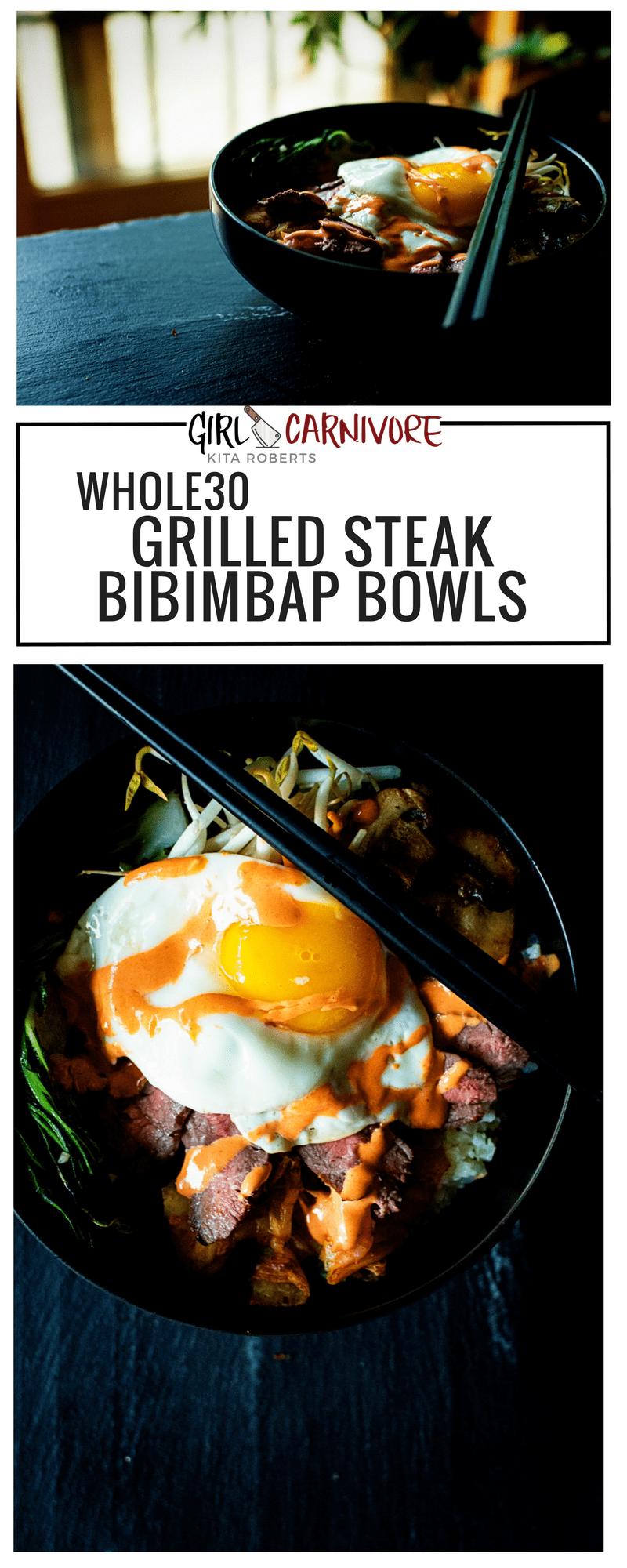 Gotta try these whole 30 approved Grilled Steak Bibimbap Bowls
