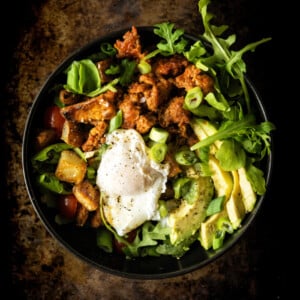 Chorizo Hash Breakfast Bowl with Chipotle Cream | Kita Roberts GirlCarnivore.com