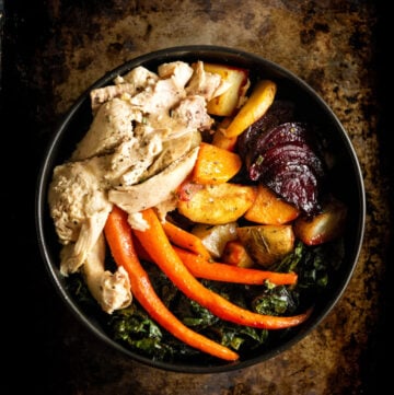 Roasted Roots and Chicken Power Bowl with Maple Dipping Aioli | Kita Roberts GirlCarnivore.com