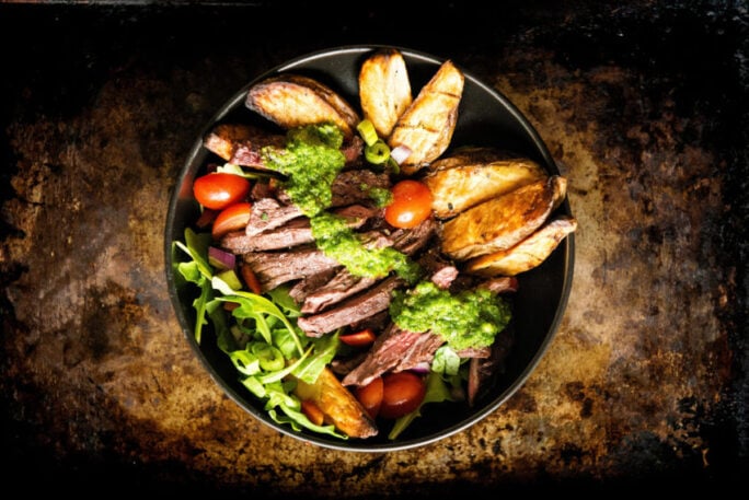 This Steak Potato Power Bowl is loaded with chimichurri and fresh veggies. Take another bite.