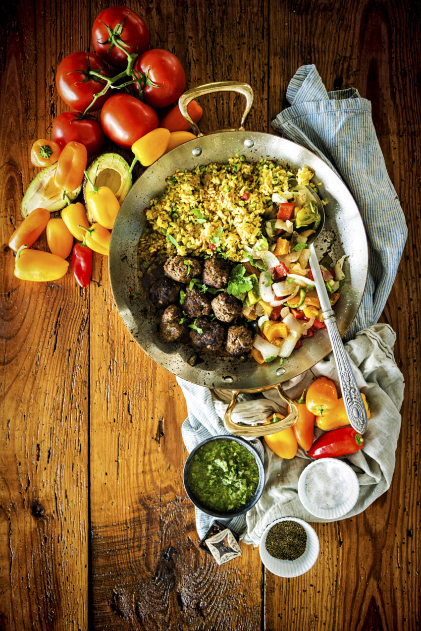 Cumin Spiced Lamb Meatballs with Chimichurri Drizzle Lamb Recipe