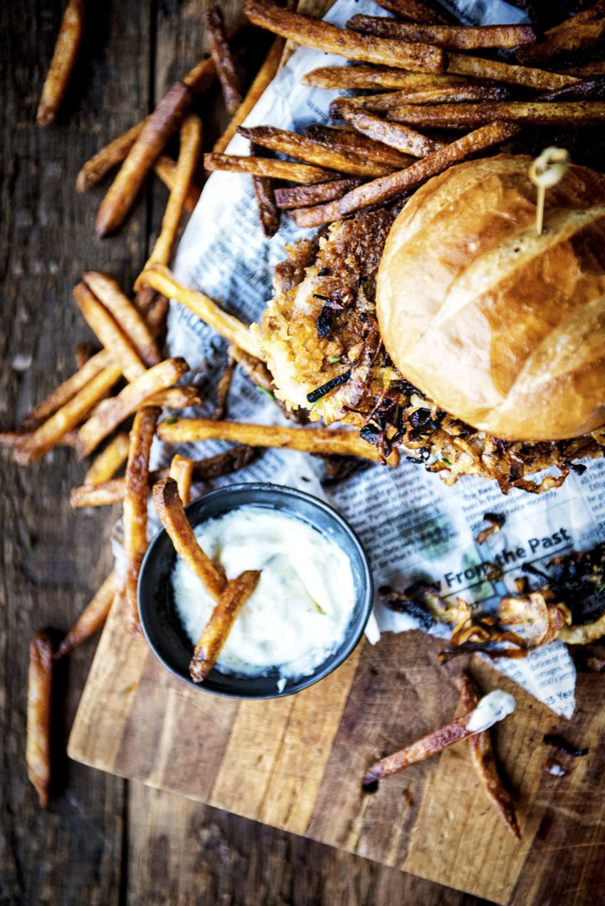 Fried Pork Chop Sandwich with Rosemary Truffle Aioli