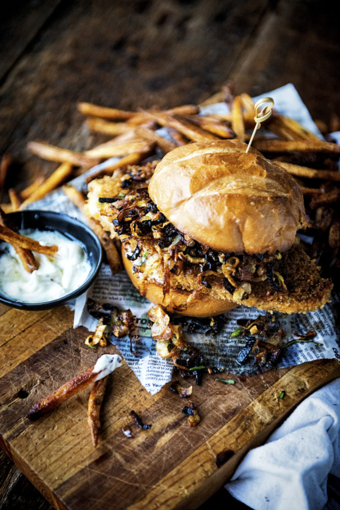 Fried Pork Chop Sandwich with Rosemary Truffle Aioli Recipe